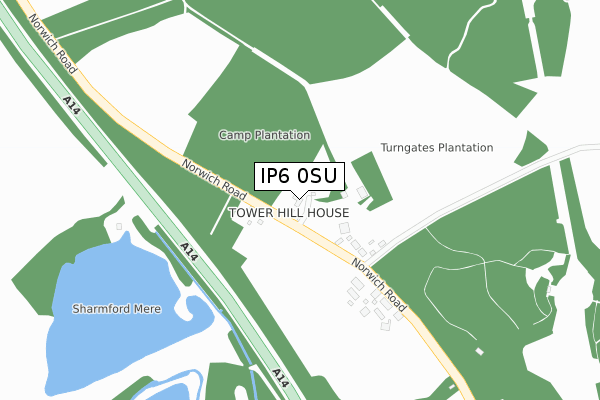 IP6 0SU map - large scale - OS Open Zoomstack (Ordnance Survey)