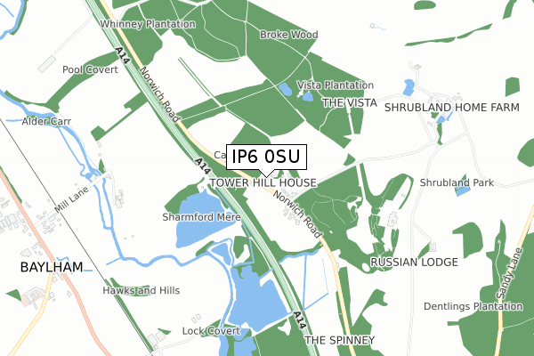 IP6 0SU map - small scale - OS Open Zoomstack (Ordnance Survey)