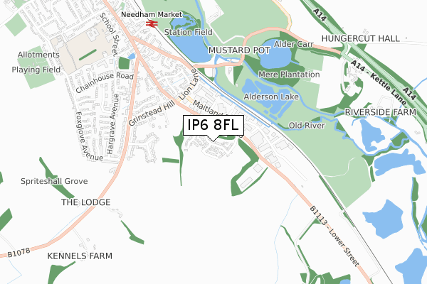 IP6 8FL map - small scale - OS Open Zoomstack (Ordnance Survey)