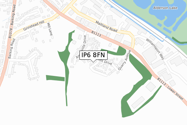 IP6 8FN map - large scale - OS Open Zoomstack (Ordnance Survey)