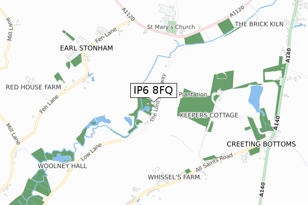 IP6 8FQ map - small scale - OS Open Zoomstack (Ordnance Survey)