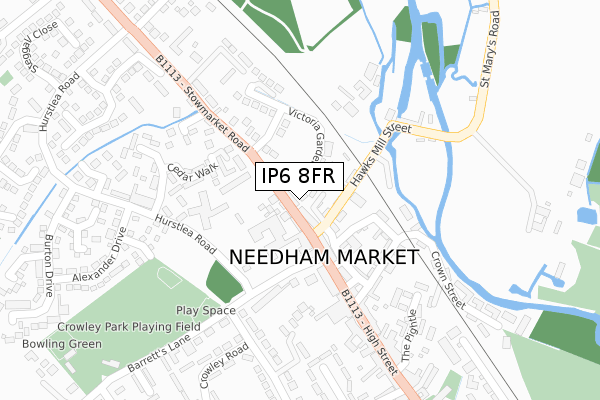 IP6 8FR map - large scale - OS Open Zoomstack (Ordnance Survey)