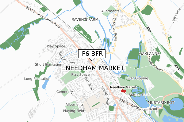 IP6 8FR map - small scale - OS Open Zoomstack (Ordnance Survey)