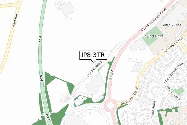 IP8 3TR map - large scale - OS Open Zoomstack (Ordnance Survey)