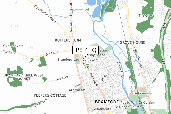 IP8 4EQ map - small scale - OS Open Zoomstack (Ordnance Survey)