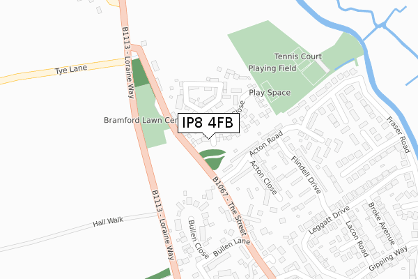 IP8 4FB map - large scale - OS Open Zoomstack (Ordnance Survey)