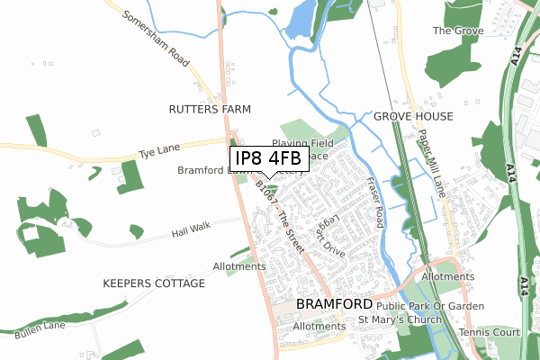 IP8 4FB map - small scale - OS Open Zoomstack (Ordnance Survey)