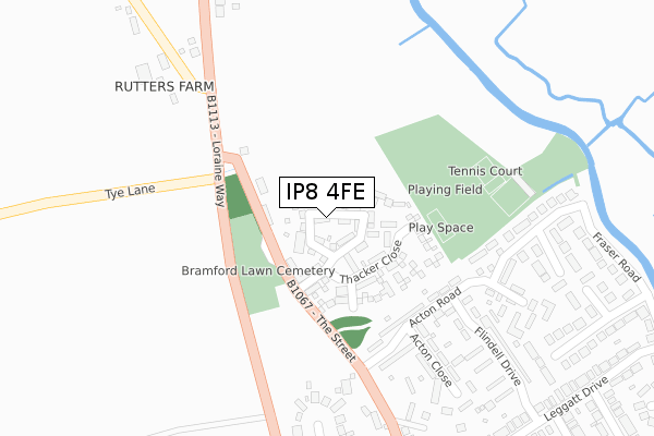 IP8 4FE map - large scale - OS Open Zoomstack (Ordnance Survey)