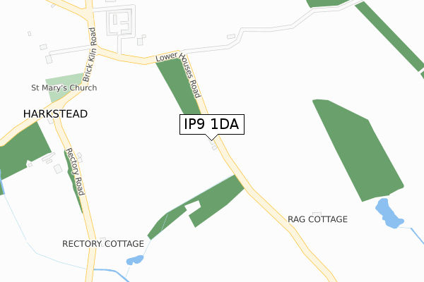 IP9 1DA map - large scale - OS Open Zoomstack (Ordnance Survey)