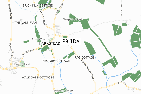 IP9 1DA map - small scale - OS Open Zoomstack (Ordnance Survey)