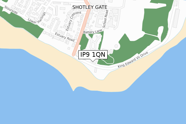 IP9 1QN map - large scale - OS Open Zoomstack (Ordnance Survey)