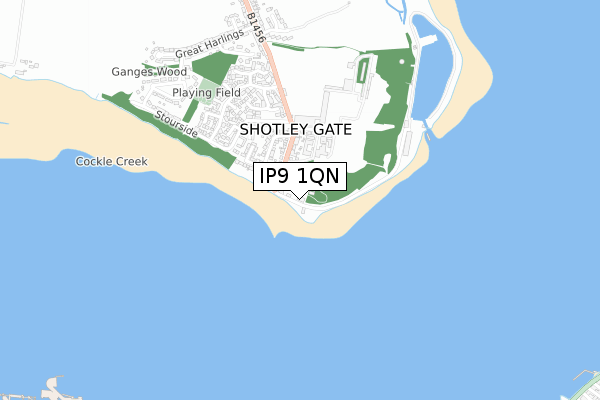 IP9 1QN map - small scale - OS Open Zoomstack (Ordnance Survey)