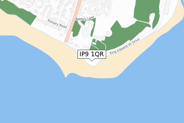 IP9 1QR map - large scale - OS Open Zoomstack (Ordnance Survey)