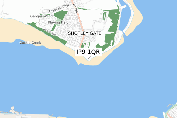 IP9 1QR map - small scale - OS Open Zoomstack (Ordnance Survey)