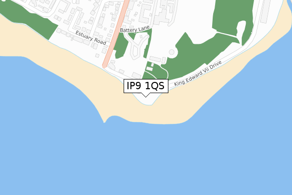 IP9 1QS map - large scale - OS Open Zoomstack (Ordnance Survey)