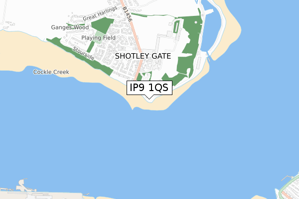 IP9 1QS map - small scale - OS Open Zoomstack (Ordnance Survey)