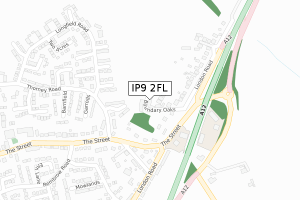 IP9 2FL map - large scale - OS Open Zoomstack (Ordnance Survey)