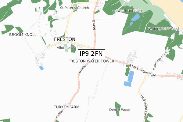 IP9 2FN map - small scale - OS Open Zoomstack (Ordnance Survey)