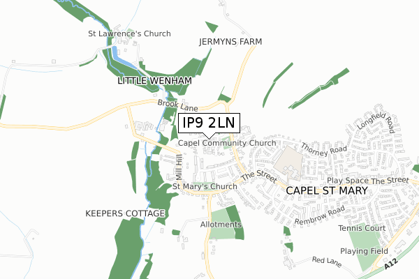 IP9 2LN map - small scale - OS Open Zoomstack (Ordnance Survey)