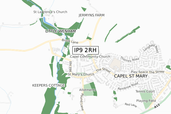 IP9 2RH map - small scale - OS Open Zoomstack (Ordnance Survey)