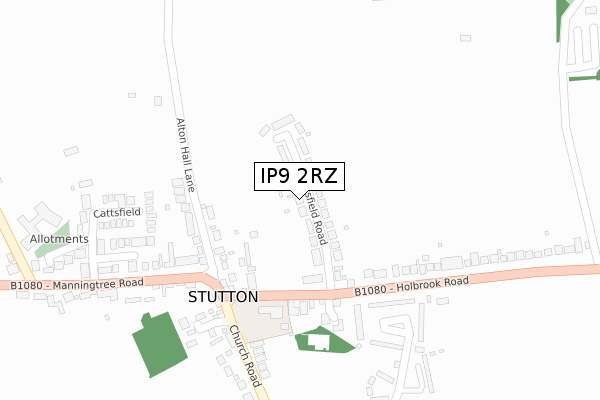 IP9 2RZ map - large scale - OS Open Zoomstack (Ordnance Survey)