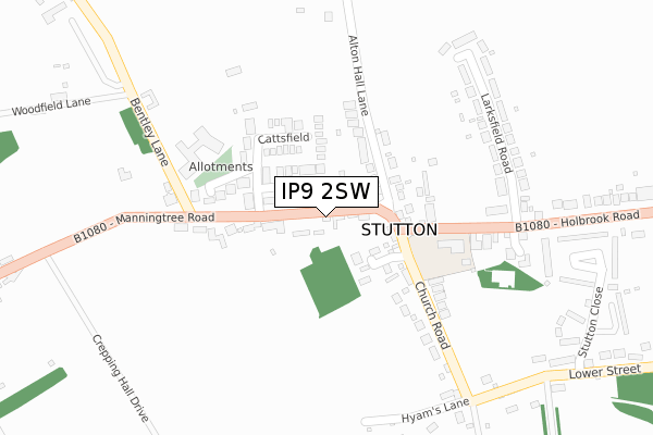 IP9 2SW map - large scale - OS Open Zoomstack (Ordnance Survey)