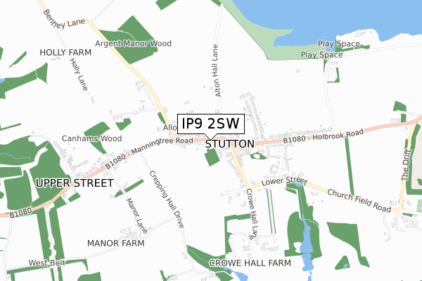IP9 2SW map - small scale - OS Open Zoomstack (Ordnance Survey)