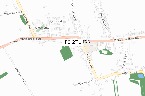 IP9 2TL map - large scale - OS Open Zoomstack (Ordnance Survey)