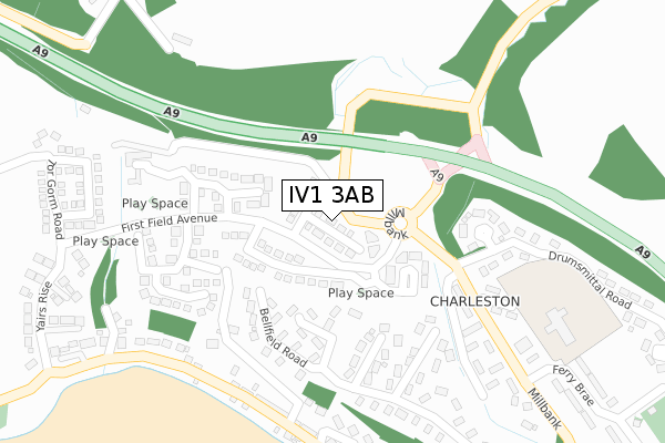 IV1 3AB map - large scale - OS Open Zoomstack (Ordnance Survey)