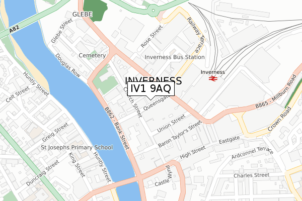 IV1 9AQ map - large scale - OS Open Zoomstack (Ordnance Survey)