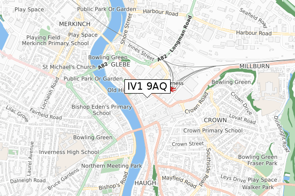 IV1 9AQ map - small scale - OS Open Zoomstack (Ordnance Survey)