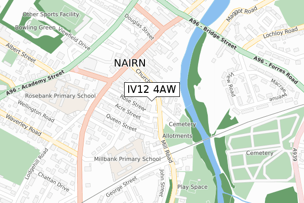 IV12 4AW map - large scale - OS Open Zoomstack (Ordnance Survey)