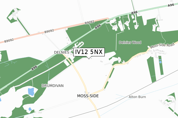 IV12 5NX map - small scale - OS Open Zoomstack (Ordnance Survey)