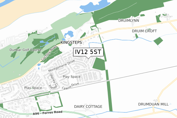 IV12 5ST map - small scale - OS Open Zoomstack (Ordnance Survey)