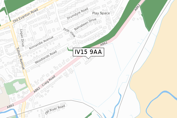 IV15 9AA map - large scale - OS Open Zoomstack (Ordnance Survey)