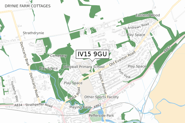 IV15 9GU map - small scale - OS Open Zoomstack (Ordnance Survey)