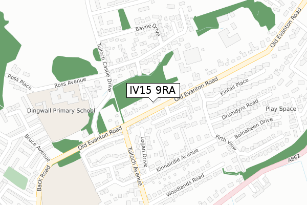 IV15 9RA map - large scale - OS Open Zoomstack (Ordnance Survey)