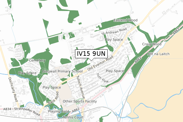 IV15 9UN map - small scale - OS Open Zoomstack (Ordnance Survey)