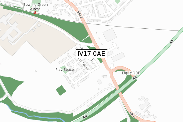 IV17 0AE map - large scale - OS Open Zoomstack (Ordnance Survey)