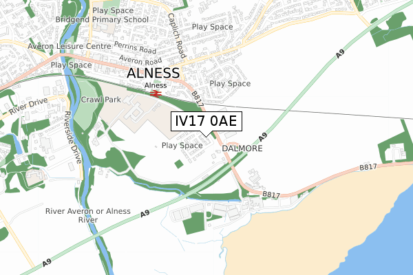 IV17 0AE map - small scale - OS Open Zoomstack (Ordnance Survey)