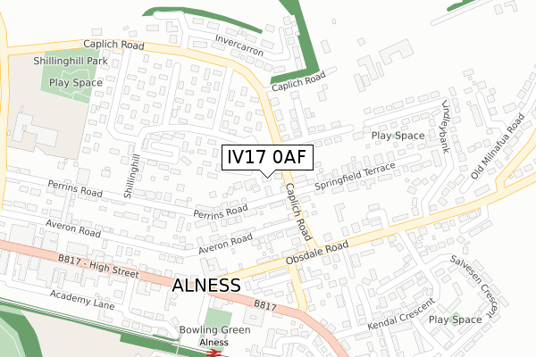 IV17 0AF map - large scale - OS Open Zoomstack (Ordnance Survey)