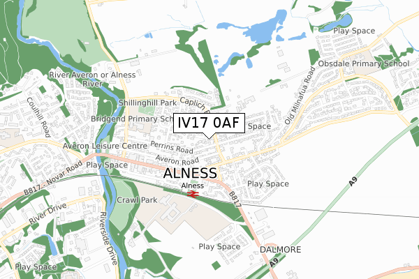 IV17 0AF map - small scale - OS Open Zoomstack (Ordnance Survey)