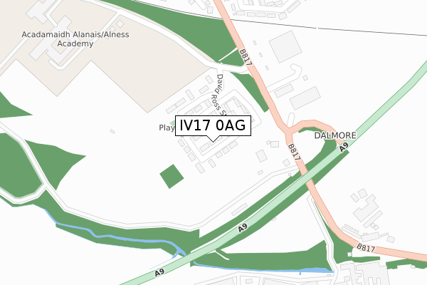 IV17 0AG map - large scale - OS Open Zoomstack (Ordnance Survey)