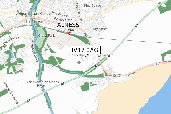 IV17 0AG map - small scale - OS Open Zoomstack (Ordnance Survey)