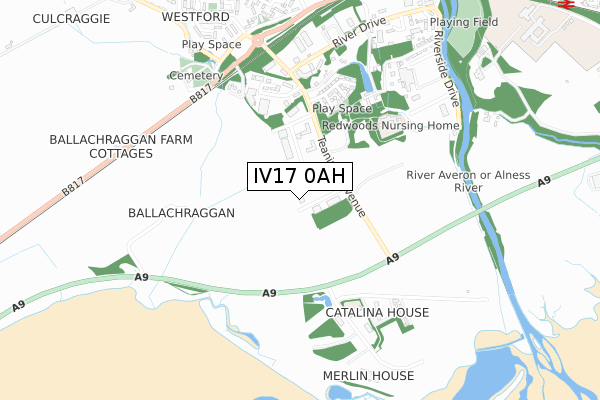 IV17 0AH map - small scale - OS Open Zoomstack (Ordnance Survey)