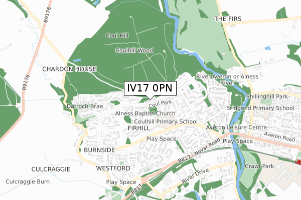 IV17 0PN map - small scale - OS Open Zoomstack (Ordnance Survey)