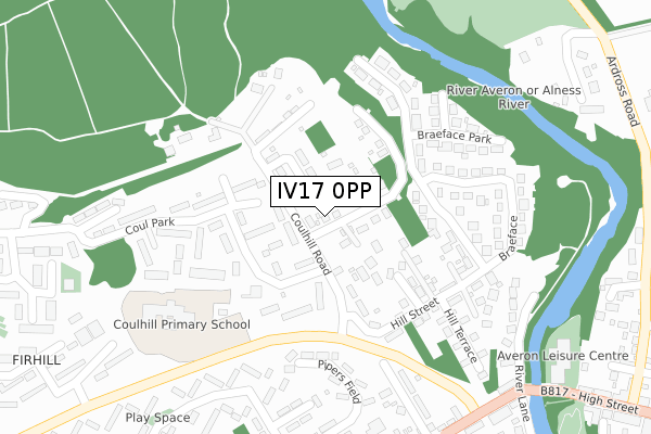 IV17 0PP map - large scale - OS Open Zoomstack (Ordnance Survey)