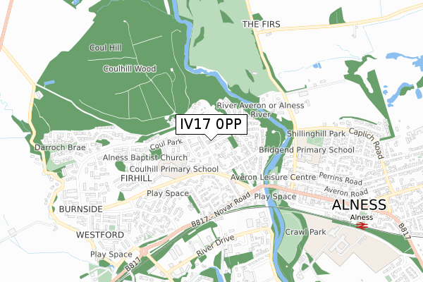 IV17 0PP map - small scale - OS Open Zoomstack (Ordnance Survey)