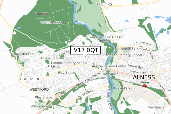 IV17 0QT map - small scale - OS Open Zoomstack (Ordnance Survey)