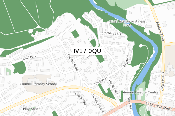 IV17 0QU map - large scale - OS Open Zoomstack (Ordnance Survey)